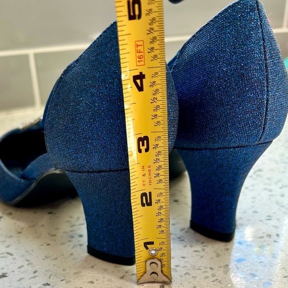 NEW Womens Blue Glitter Easy Street Moonlight Dance Flex Dress Shoes / Size 7 - Picture 11 of 12